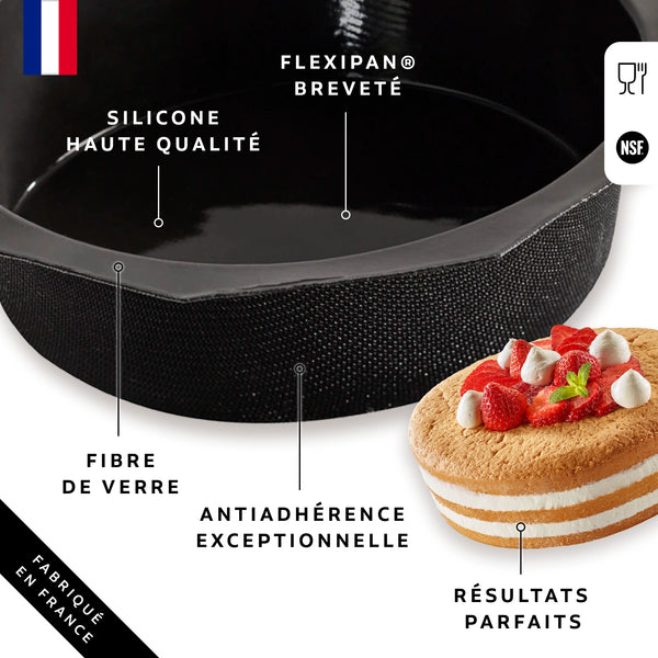 Moule Flexipan® rond en silicone pour tartes et gâteaux.
