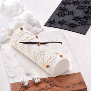 tapis flocons pour buche noel
